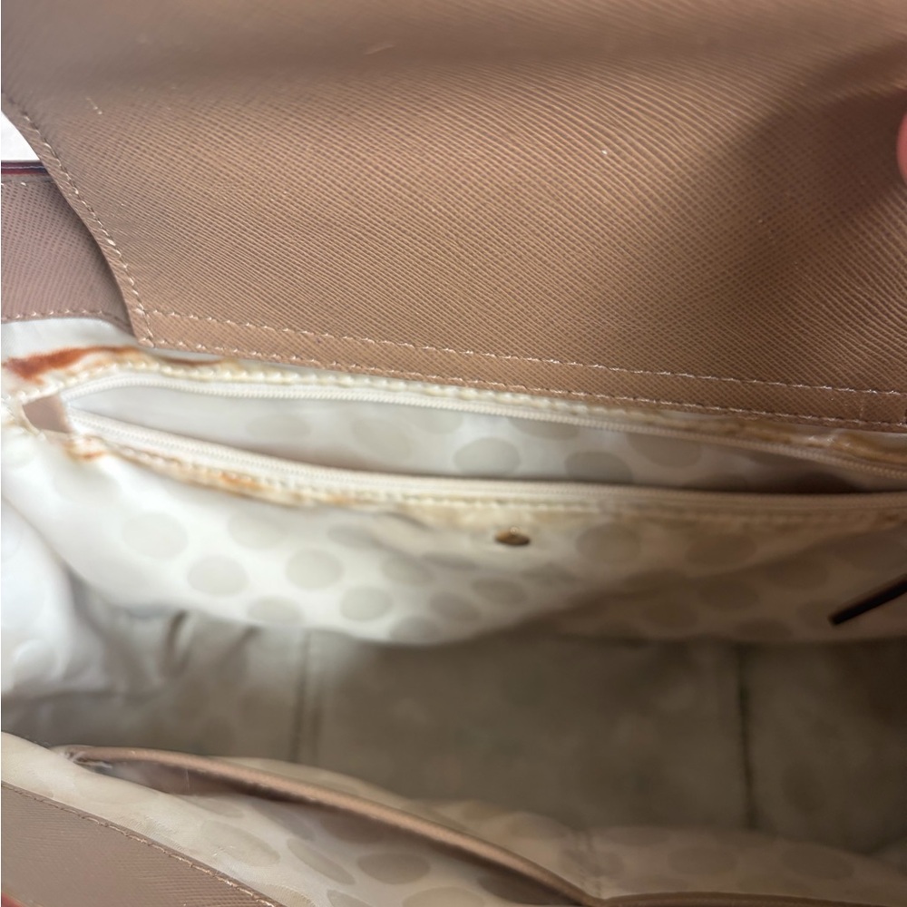 Kate Spade Tan Satchel Purse with Flaws - Picture 7 of 13